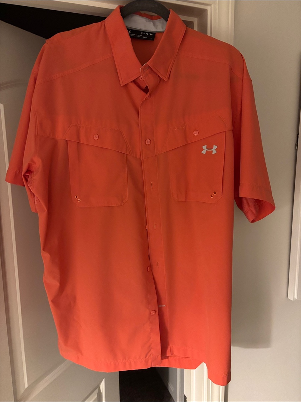 Under Armour Men’s Bright Orange Short-Sleeve Button-Down Shirt